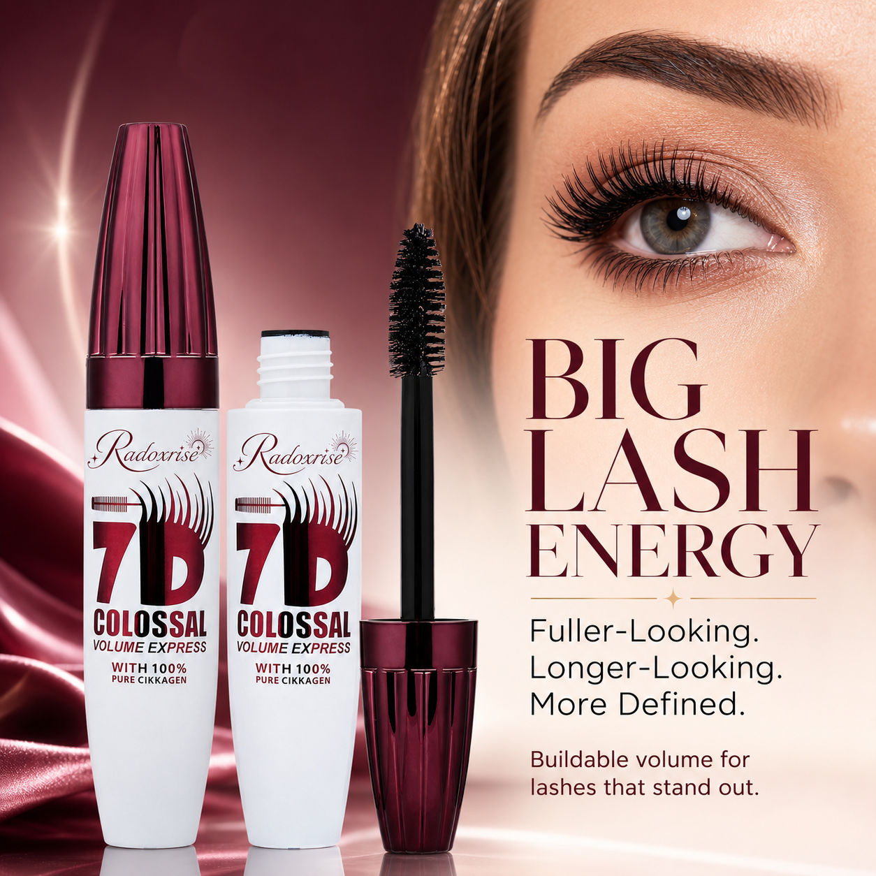 Radoxrise™ 7D Waterproof Mascara - 24H Long Lasting Volume & Curl, Smudge-Proof Lift for Natural False Lash Look