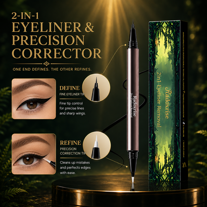 Radoxrise™  Long-lasting liquid eyeliner, 2-in-1 dual-ended design - lightweight and waterproof, vegan formula, no animal testing, smooth application for 24 hours, with a creamy and silky texture.