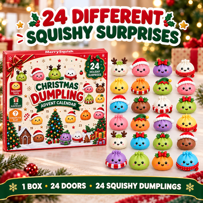 2026 Dumpling Squishy Advent Calendar - Indoor Recreation Stress Relief Toy, 24 Surprise Kawaii Mini Food Squishy Figures, Cute Christmas Countdown Holiday Gift