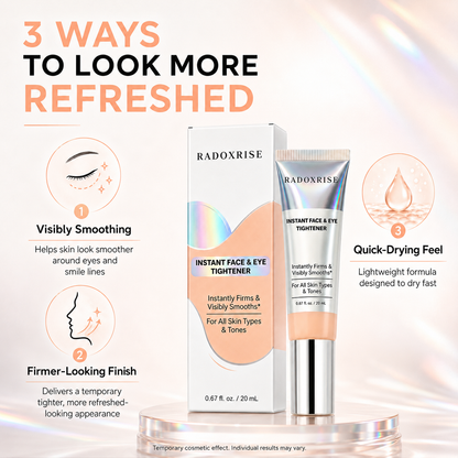 Radoxrise™ Instant Face Tightener – Visible Smoothing in 60 Seconds, Progressive Results in 18 Days