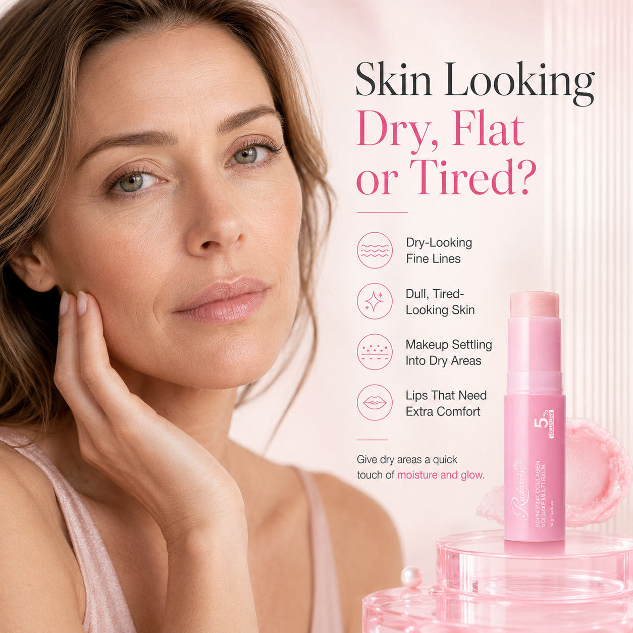 [NEW]Radoxrise™ PDRN Pink Collagen Volume Multi Balm | All In One Volufiline, PDRN, NAD Stick for Youthful-Looking, Helping Look of Fine Lines, Firming Care, Anti-Aging Care | For Under-Eyes, Neck, Forehead, Smile Lines, Lip Care | Korean Skincare