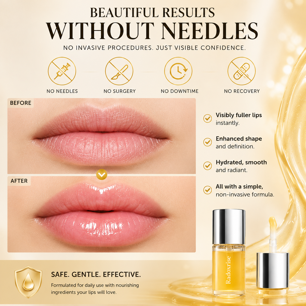 Radoxrise™ Spicy Lip Plumper — Fuller-Looking Lip Plumper Gloss, Non-Sticky, High-Shine Finish