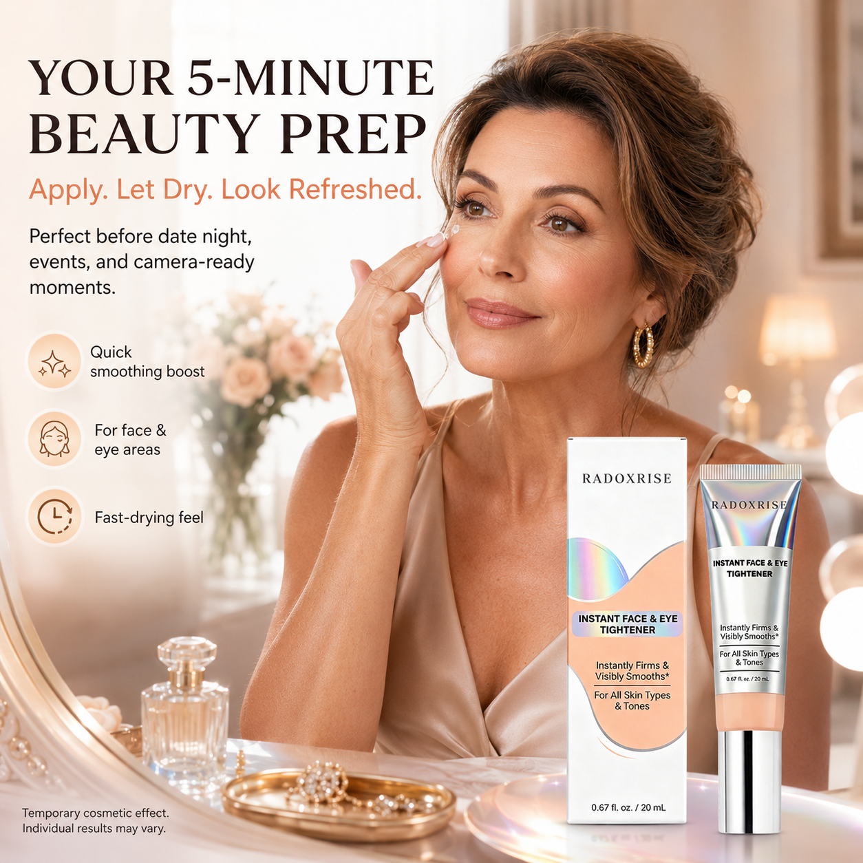 Radoxrise™ Instant Face Tightener – Visible Smoothing in 60 Seconds, Progressive Results in 18 Days