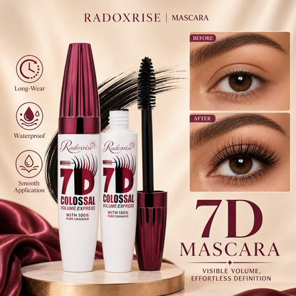 Radoxrise™ 7D Waterproof Mascara - 24H Long Lasting Volume & Curl, Smudge-Proof Lift for Natural False Lash Look