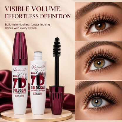 Radoxrise™ 7D Waterproof Mascara - 24H Long Lasting Volume & Curl, Smudge-Proof Lift for Natural False Lash Look