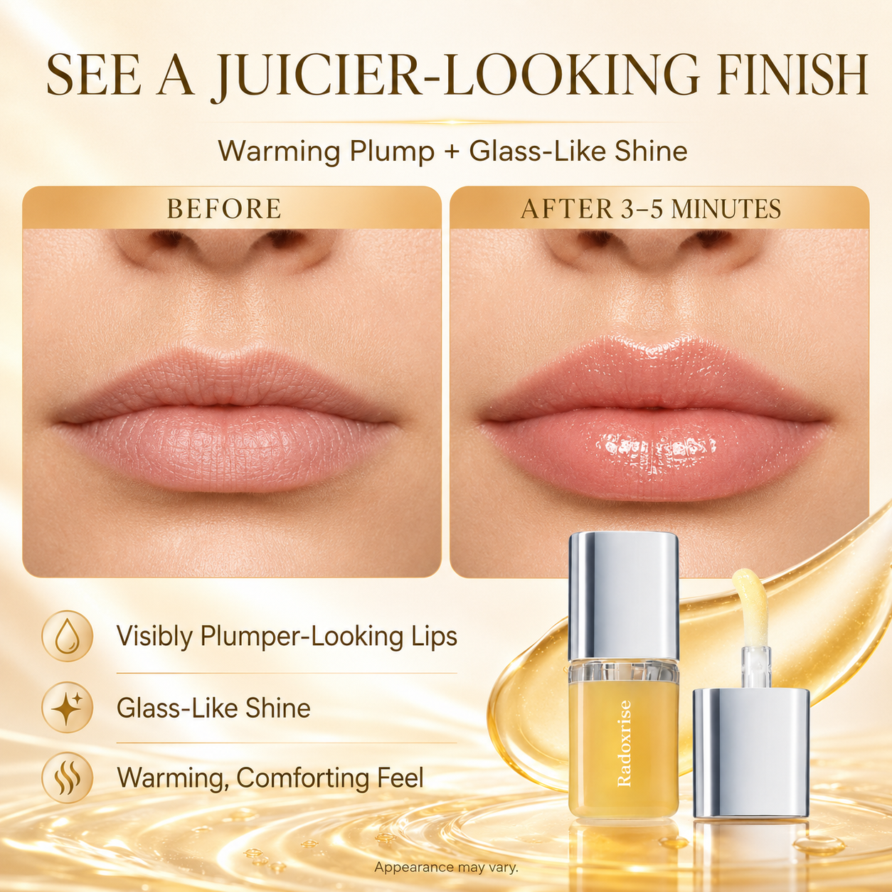 Radoxrise™ Spicy Lip Plumper — Fuller-Looking Lip Plumper Gloss, Non-Sticky, High-Shine Finish