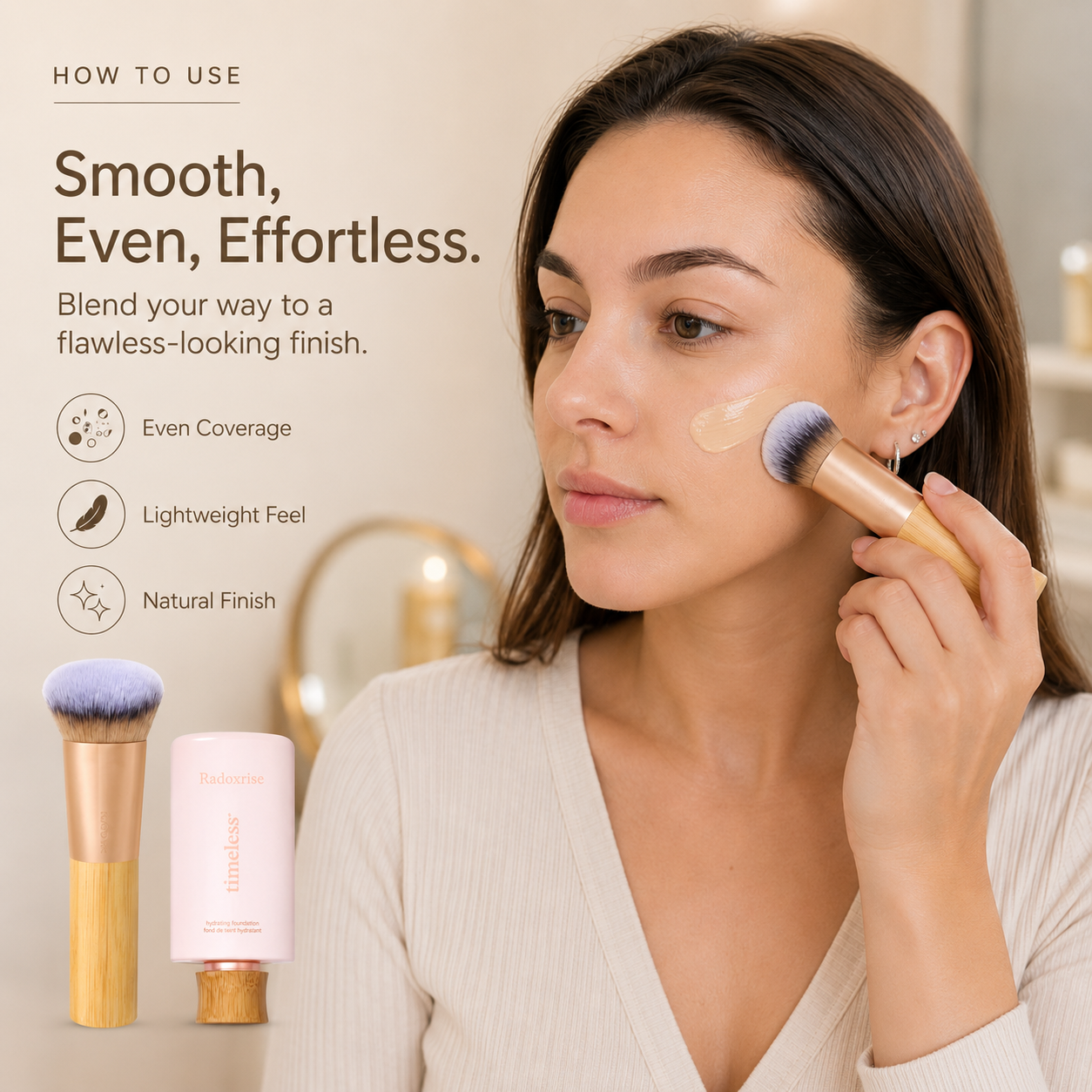 Radoxrise™ timeless hydrating foundation & serum foundation brush - full coverage serum foundation + FREE brush