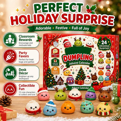 2026 Dumpling Squishy Advent Calendar - Indoor Recreation Stress Relief Toy, 24 Surprise Kawaii Mini Food Squishy Figures, Cute Christmas Countdown Holiday Gift