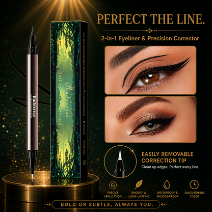 Radoxrise™  Long-lasting liquid eyeliner, 2-in-1 dual-ended design - lightweight and waterproof, vegan formula, no animal testing, smooth application for 24 hours, with a creamy and silky texture.