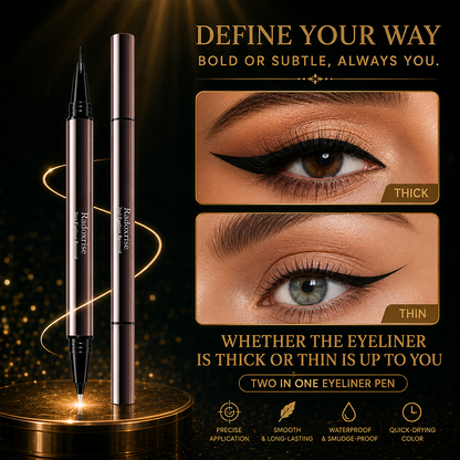 Radoxrise™  Long-lasting liquid eyeliner, 2-in-1 dual-ended design - lightweight and waterproof, vegan formula, no animal testing, smooth application for 24 hours, with a creamy and silky texture.