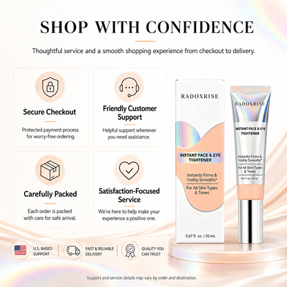 Radoxrise™ Instant Face Tightener – Visible Smoothing in 60 Seconds, Progressive Results in 18 Days