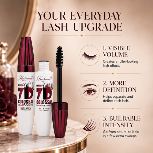 Radoxrise™ 7D Waterproof Mascara - 24H Long Lasting Volume & Curl, Smudge-Proof Lift for Natural False Lash Look