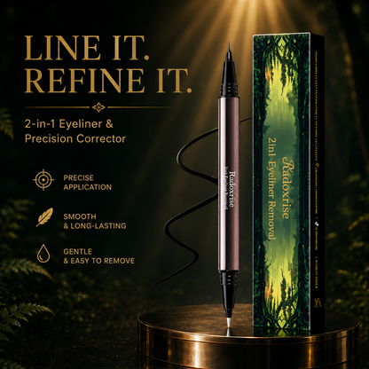 Radoxrise™  Long-lasting liquid eyeliner, 2-in-1 dual-ended design - lightweight and waterproof, vegan formula, no animal testing, smooth application for 24 hours, with a creamy and silky texture.