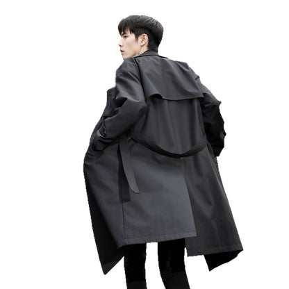 Windbreaker Men's Mid-Length Knee-Length Autumn Winter Outerwear Double-Breasted Cthulhu Officer Coat Fashion