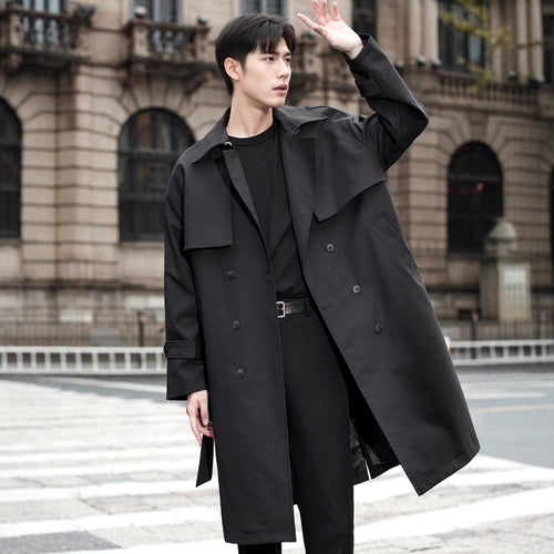 Windbreaker Men's Mid-Length Knee-Length Autumn Winter Outerwear Double-Breasted Cthulhu Officer Coat Fashion